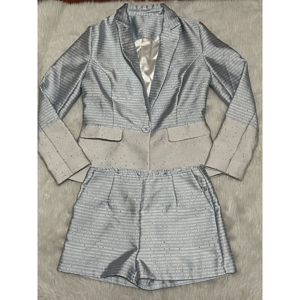 Women's Two-Piece Suit Ladies Single Button Slim short Women Blazer Suits 0/2